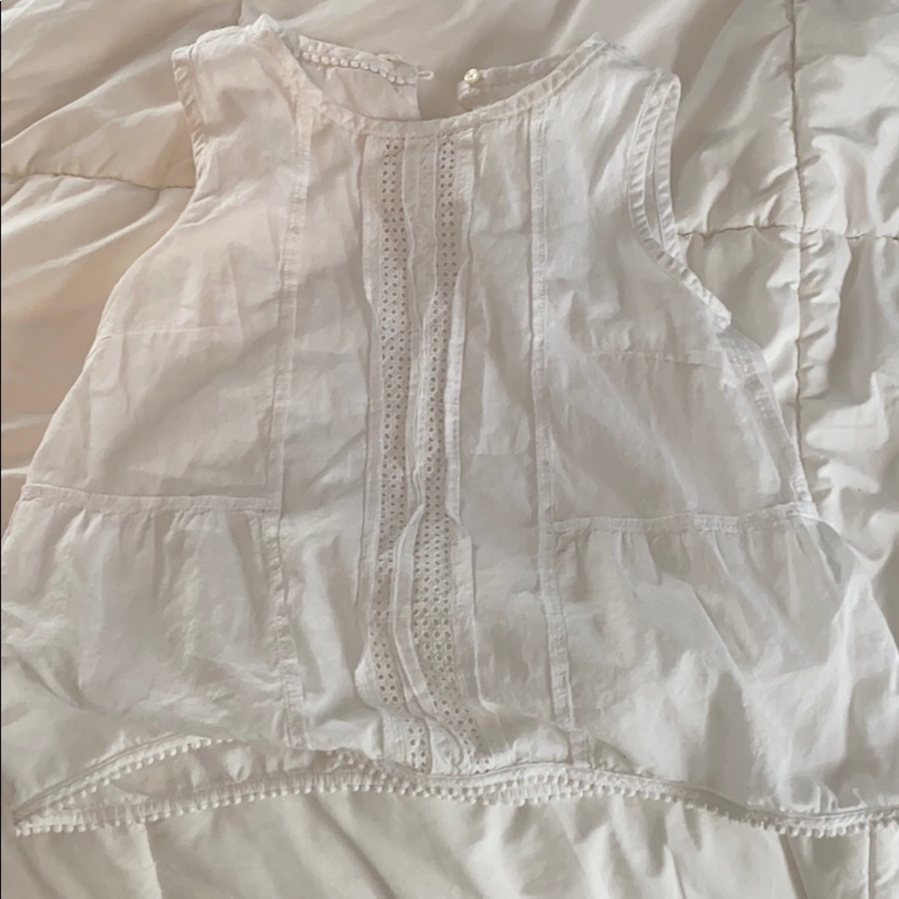 White Embroidered Cute Tank